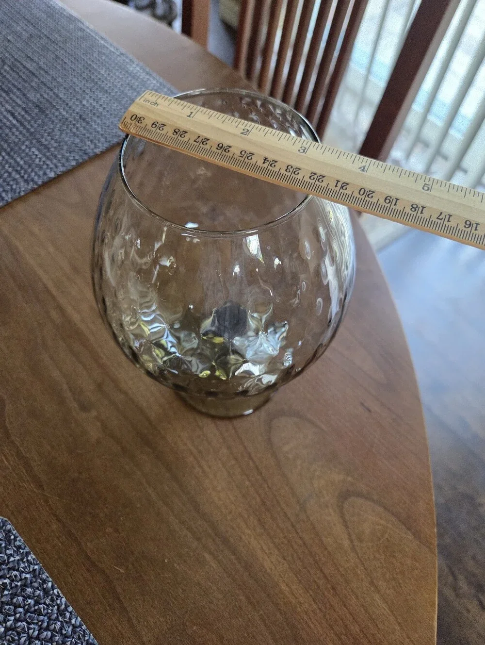 Mid Century Empoli Italian Smoked Optic Glass Oversized  Snifter.